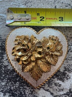 Vintage Crumrine Heart Rose Belt Buckle Western Cowgirl